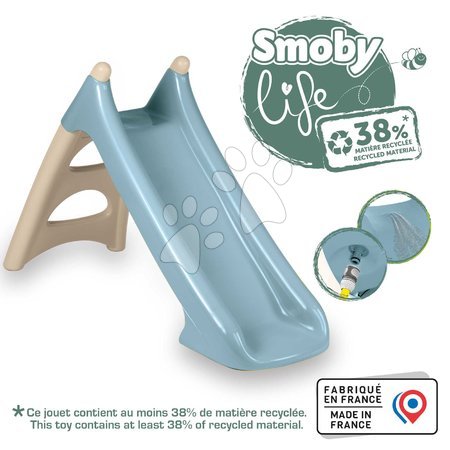 Toboggans pour enfants  - Toboggan avec jeu d'eau 90 cm XS Slide Blue Life Smoby_1