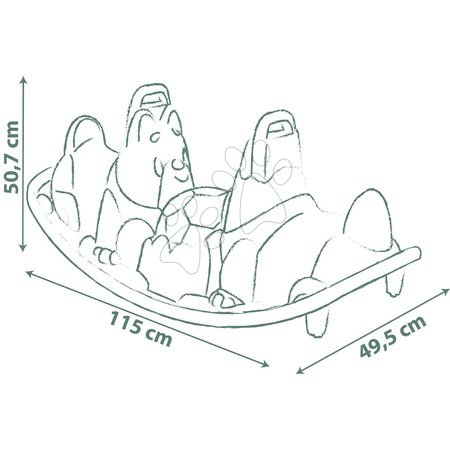 Swings - Hojdačka obojstranná s ergonomickými sedadlami Pes Green Dogs Rocker Life Smoby - 3