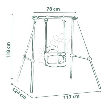 Gyerekhinták - Hinta fémszerkezettel 120 cm Metal Baby Swing Life Smoby - 3