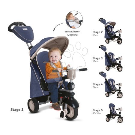 Tříkolky od 10 měsíců - Tříkolka Recliner Infinity Blue 5v1 smarTrike - 9