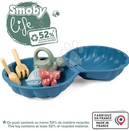 Sandkästen für Kinder - Ökologischer Muschelsandkasten 2-teilig mit Formen Double Mini Sand Pit Green Smoby - 4