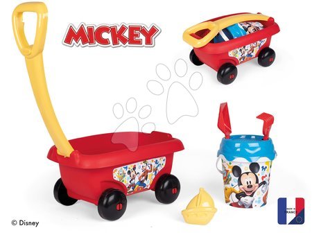 Hračky do piesku - Vozík na ťahanie Mickey Garnished Beach Cart Smoby 