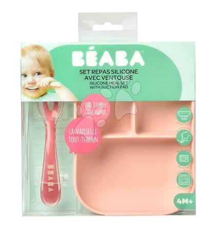 Jedilni seti - Jedilni set Beaba Silicone Pink - 6