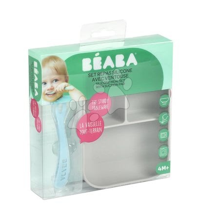 Babaétkészletek - Étkészlet Silicone Grey Beaba - 3