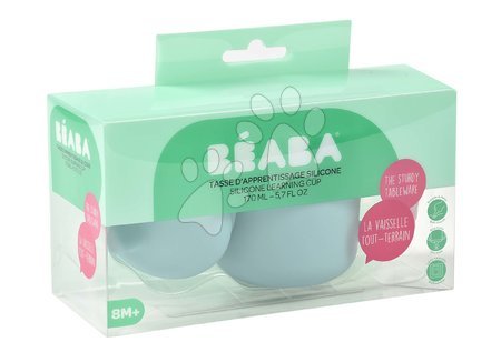 Detské hrnčeky - Hrnček pre bábätká Silicone Learning Cup Blue Beaba  - 4