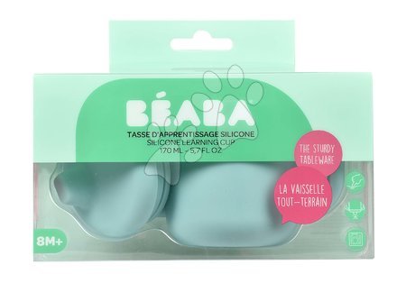 Detské hrnčeky - Hrnček pre bábätká Silicone Learning Cup Blue Beaba  - 5