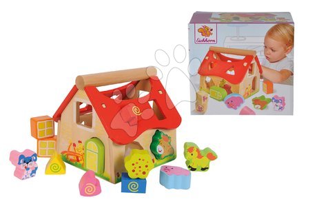 Wooden developmental toys - Wooden educational shape sorter house Eichhorn - 6