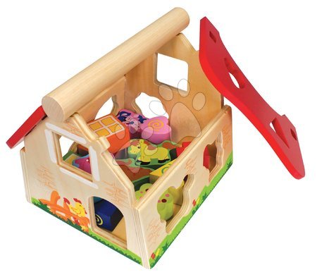 Wooden developmental toys - Wooden educational shape sorter house Eichhorn - 4