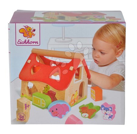 Wooden developmental toys - Wooden educational shape sorter house Eichhorn - 9