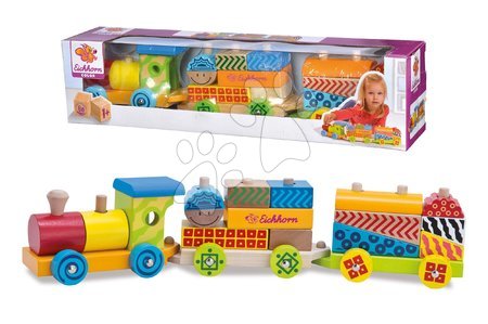 Cuburi din lemn - Tren din lemn cu cuburi Color Small Train Eichhorn - 2