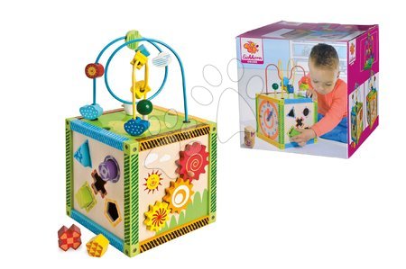 Jouets didactiques en bois - Cube éducatif en bois avec labyrinthe et d'autres activités Color Little Game Center Eichhorn, - 2