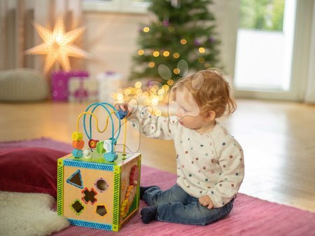 Jouets didactiques en bois - Cube éducatif en bois avec labyrinthe et d'autres activités Color Little Game Center Eichhorn, - 3