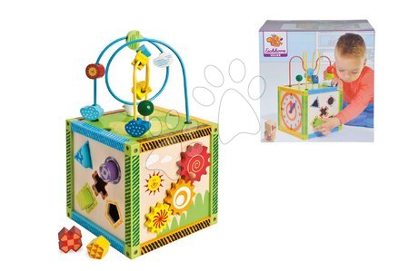 Jouets didactiques en bois - Cube éducatif en bois avec labyrinthe et d'autres activités Color Little Game Center Eichhorn, - 6