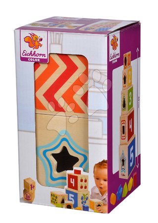 Jouets didactiques en bois - Tour d'empilage en bois Color Stacking Tower Eichhorn, - 4