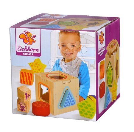  Készségfejlesztő fajátékok - Fa készségfejlesztő kocka Color Shape Sorting Box - 4