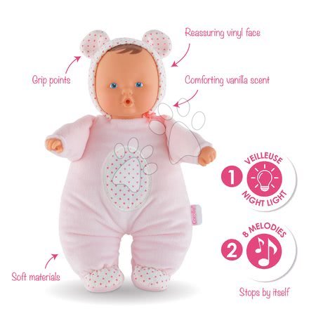 Panenky od 0 měsíců - Panenka Babibear Nightlight Pink Mon Doudou Corolle - 2