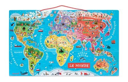 Magnetky pre deti - Magnetická mapa sveta Magnetic World Puzzle francúzska verzia Janod - 5