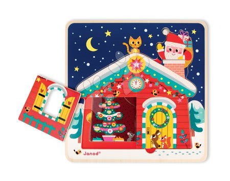 Puzzle pour enfants - Puzzle en bois Janod - Joyeux Noël dans la maisonnette - 7