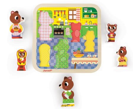 Baby puzzles - Wooden puzzle for the little ones Bears in the kitchen Chunky Janod - 2