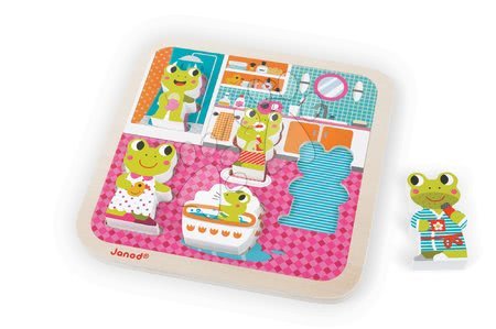 Puzzle pour enfants - Puzzle en bois pour les plus petits Grenouilles Janod dans la salle de bain - 4