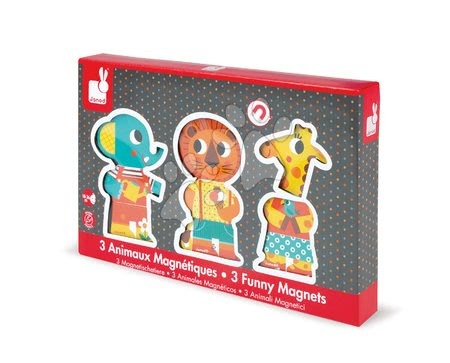 Puzzle pro nejmenší - Dřevěné magnetické figurky Zoo Funny Magnets Janod - 4