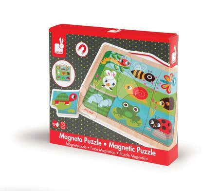 Puzzle pro nejmenší - Dřevěné magnetické puzzle Happy Garden Magneto Janod - 4