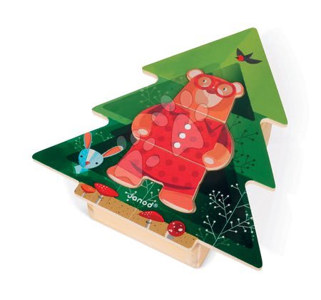 Hračky pre najmenších - Drevené puzzle Medveď v pyžame Zigolos Janod_1