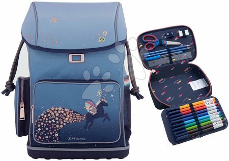 Iskolai kellékek - Szett nagy iskolai hátizsák Ergomaxx Unicorn Universe és tolltartó írószerekkel Jeune Premier