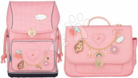 Iskolai kellékek - Szett nagy iskolai hátizsák Ergomaxx Vichy Love Pink és iskolai aktatáska Mini Jeune Premier