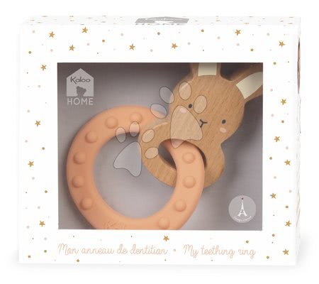 Za dojenčke - Grizalo z lesenim zajčkom My Rabbit Teething Ring Home Kaloo - 4