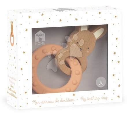 Za dojenčke - Grizalo z lesenim zajčkom My Rabbit Teething Ring Home Kaloo - 5