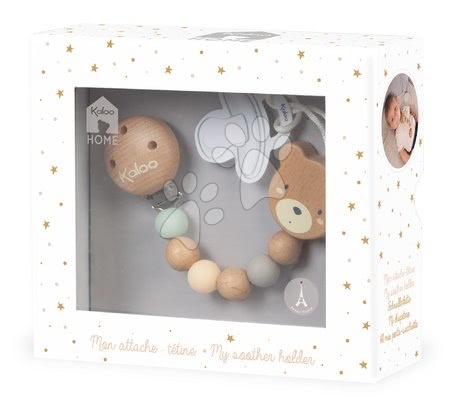 Pro miminka - Dřevěný řetízek na dudlík s medvědem My Bear Soother Holder Home Kaloo - 1