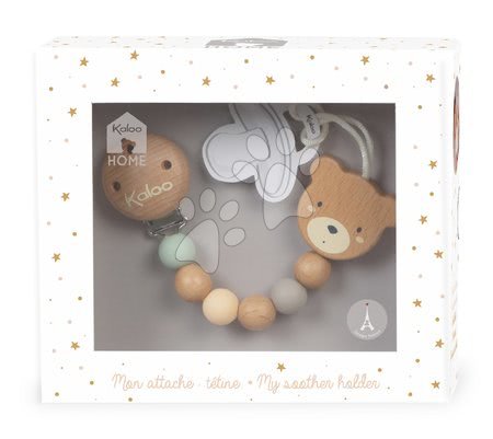 Pro miminka - Dřevěný řetízek na dudlík s medvědem My Bear Soother Holder Home Kaloo - 2