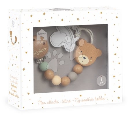 Pro miminka - Dřevěný řetízek na dudlík s medvědem My Bear Soother Holder Home Kaloo - 3