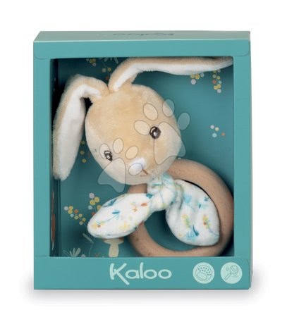 Pour bébés - Lapin Justin Rabbit Teether Fripons Kaloo avec un anneau en bois - 1