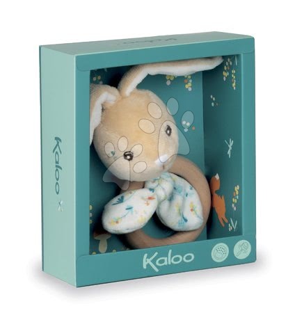 Pour bébés - Lapin Justin Rabbit Teether Fripons Kaloo avec un anneau en bois - 2