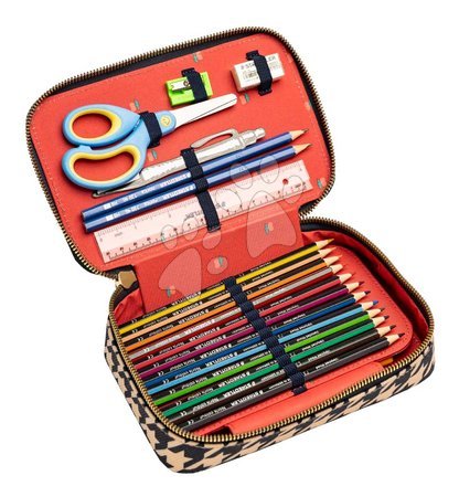 Školní penály - Školní penál Pencil Box Filled Houndstooth Horse Jeune Premier_1