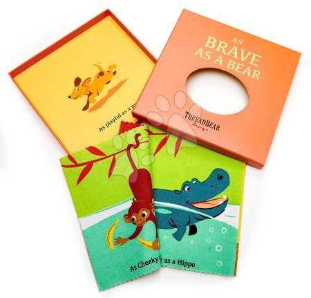 Hračky pre najmenších - Textilná knižka Brave as a Bear Rag Book ThreadBear