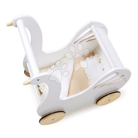 Fa játék babakocsik - Fa babakocsi hattyú Sweet Swan Pram Tender Leaf Toys - 5