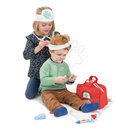 Wooden pretend play sets - Medical bag red Doctors and Nurses Tender Leaf Toys - 2