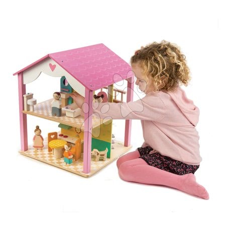 Holzspielzeuge - Puppenhaus aus Holz Pink Leaf House Tender Leaf Toys_1