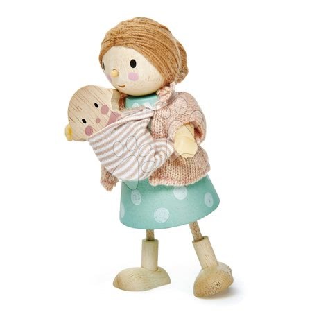 Drevené  hračky - Drevená postavička mama s bábätkom Mrs. Goodwood Tender Leaf Toys