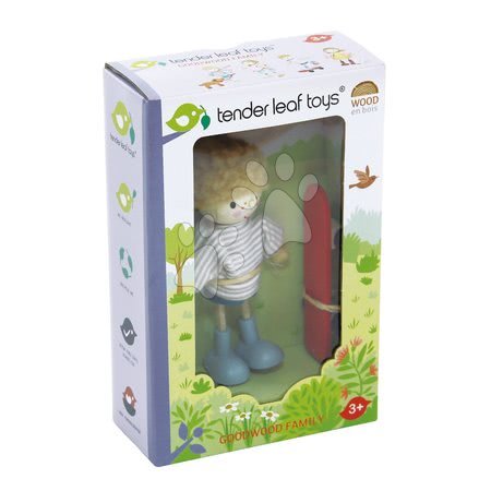 Wooden doll houses - Wooden figure boy on skateboard Edward And His Skateboard Tender Leaf Toys - 2