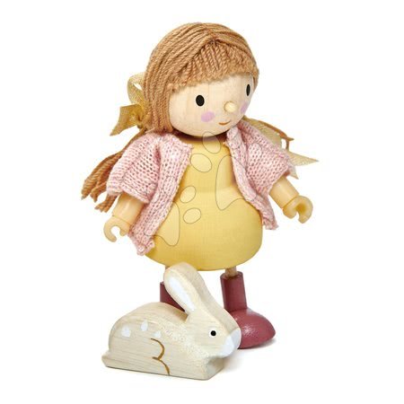 Drevené  hračky - Drevená postavička dievčatko so zajačikom Amy And Her Rabbit Tender Leaf Toys_1
