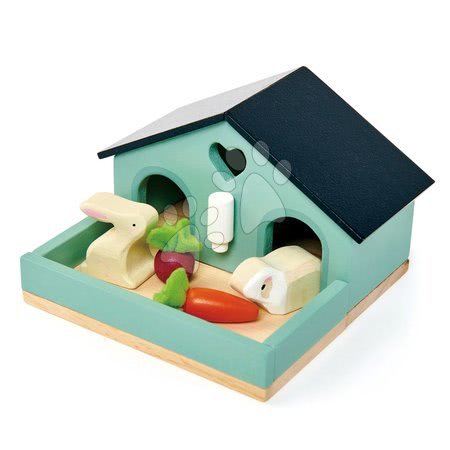 Drevené  hračky - Drevené zajace v domčeku Pet Rabit Set Tender Leaf Toys