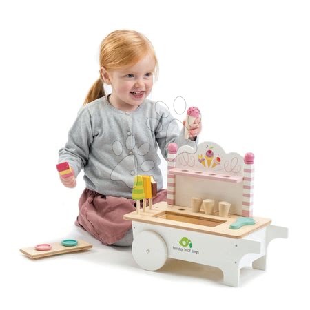 Dřevěné kuchyňky - Dřevěný zmrzlinářský vozík Ice Cream Cart Tender Leaf Toys - 2