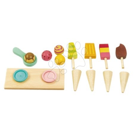 Dřevěné kuchyňky - Dřevěný zmrzlinářský vozík Ice Cream Cart Tender Leaf Toys - 3