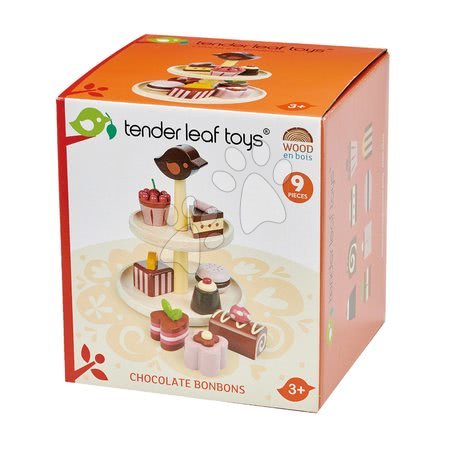 Wooden play kitchens - Wooden Chocolate Cakes Chocolate Bonbons Tender Leaf Toys - 5