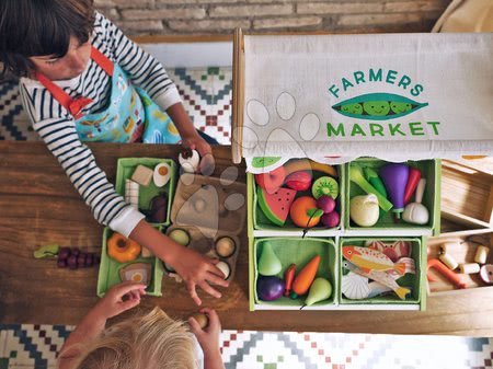 Fa játék szupermarket - Fa közért Farmer's Market Stall Tender Leaf Toys - 6