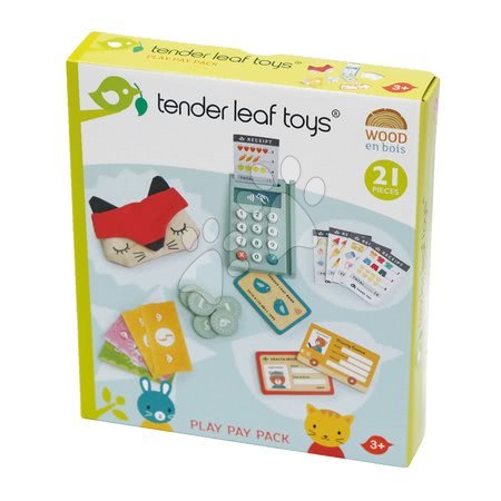 Fa játék szupermarket - Fa kártyaleolvasó terminál Play Pay pack Tender Leaf Toys - 2